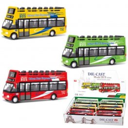 6" Diecast Models 1:36 Sightseeing Double Decker Bus (3 Assot.) MLQ2498D-6