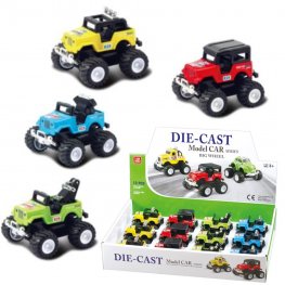 3.5" Diecast Models 1:64 Big Wheel Jeep (4 Assorted)