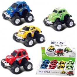 3.5" Diecast Models 1:64 Big Wheel Cars (4 Assorted)