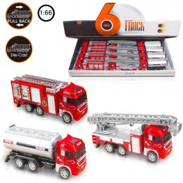 5" Diecast Models 1:66 Fire Truck (3 Assorted) MY2466D-12