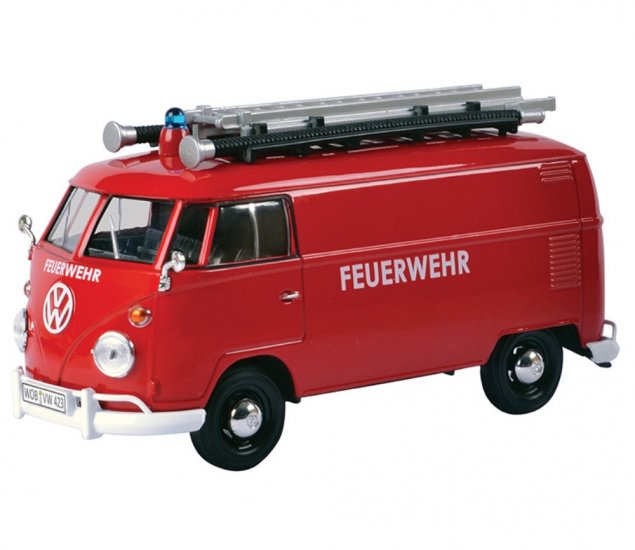 1:24 Volkswagen Type 2 (T1) Delivery Van - Fire Truck with Ladder and Nozzle (Red) MM79564FT - Click Image to Close
