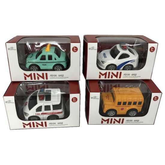 3\" Diecast Mini City Vehicle 4 Style Mixed Window Box WGT2404-1