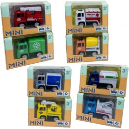 3" Diecast Mini Engineering Vehicle 8 Style Mixed Window Box WGT2410-1