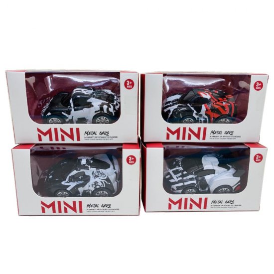3\" Diecast Mini Car with Paint Vehicle 4 Style Mixed Window Box WGT2413-1